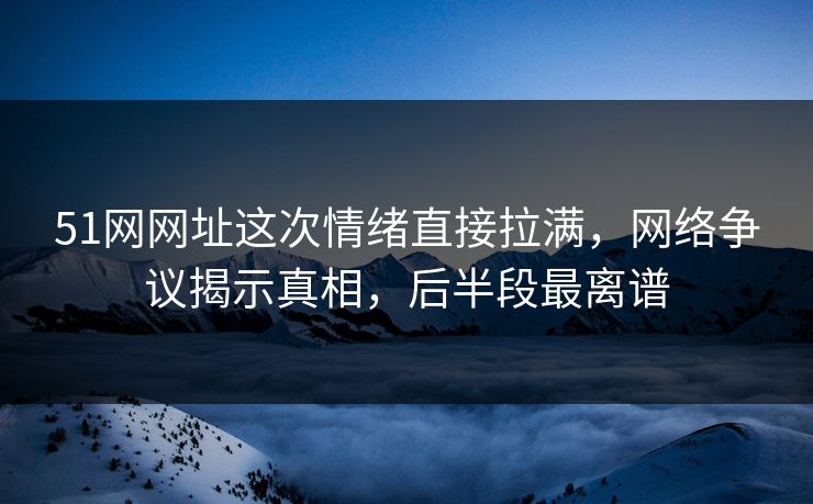 51网网址这次情绪直接拉满，网络争议揭示真相，后半段最离谱